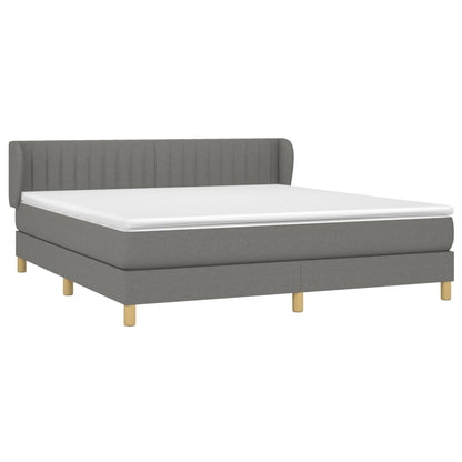 Boxspring Met Matras Stof Donkergrijs 160 x 200 cm Verticale strepen