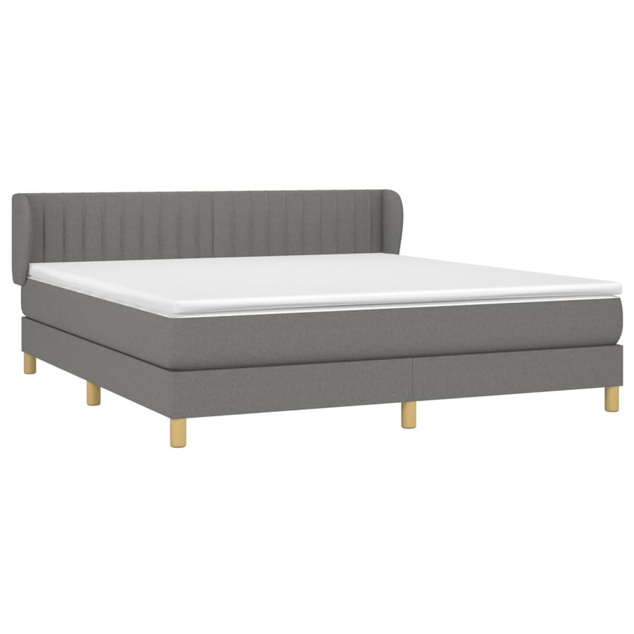 Boxspring Met Matras Stof Donkergrijs 160 x 200 cm Verticale strepen