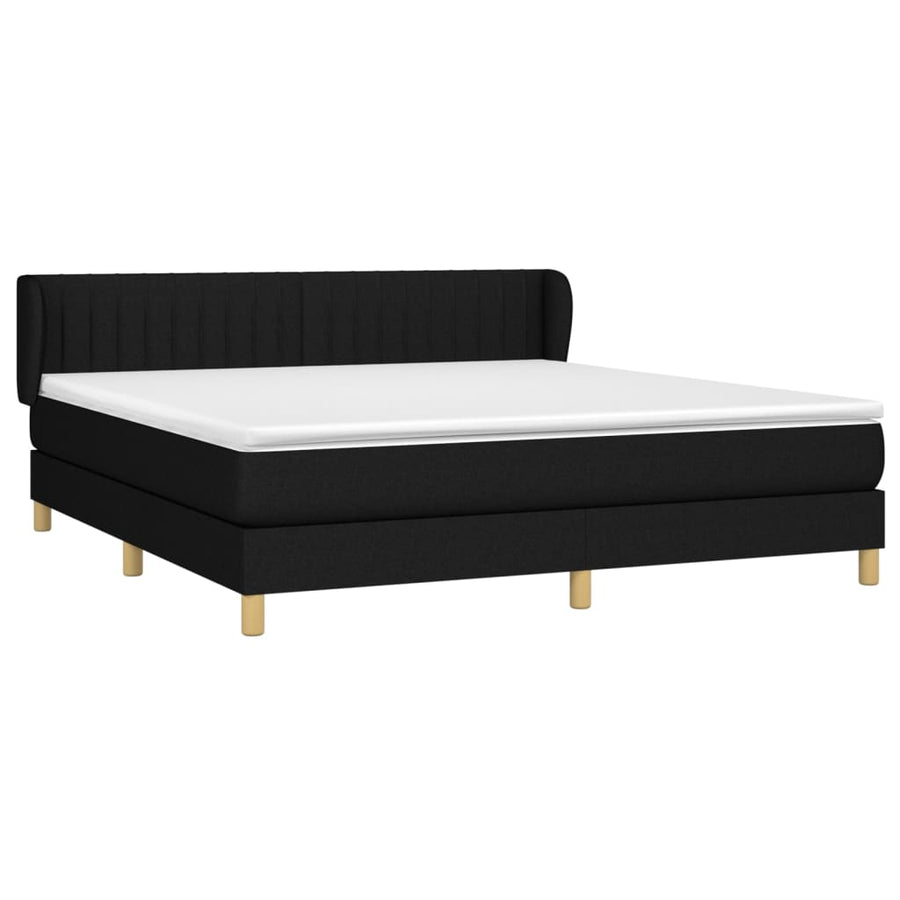 Boxspring Met Matras Stof Zwart 160 x 200 cm Verticale strepen