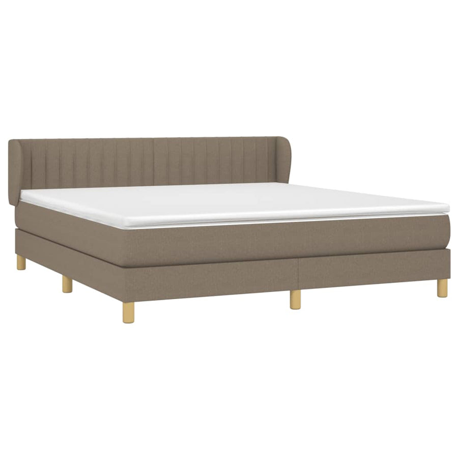 Boxspring Met Matras Stof Taupe 160 x 200 cm Verticale strepen