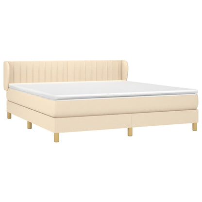 Boxspring Met Matras Stof Kleurig Crème 160 x 200 cm Verticale strepen