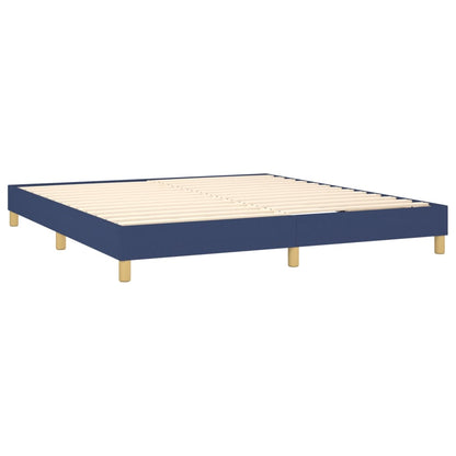 Boxspring Met Matras Stof Blauw 160 x 200 cm Verticale strepen
