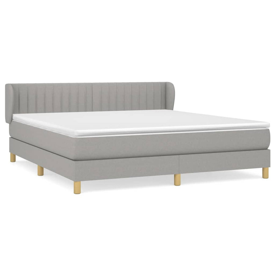 Boxspring Met Matras Stof Lichtgrijs 180 x 200 cm Verticale strepen