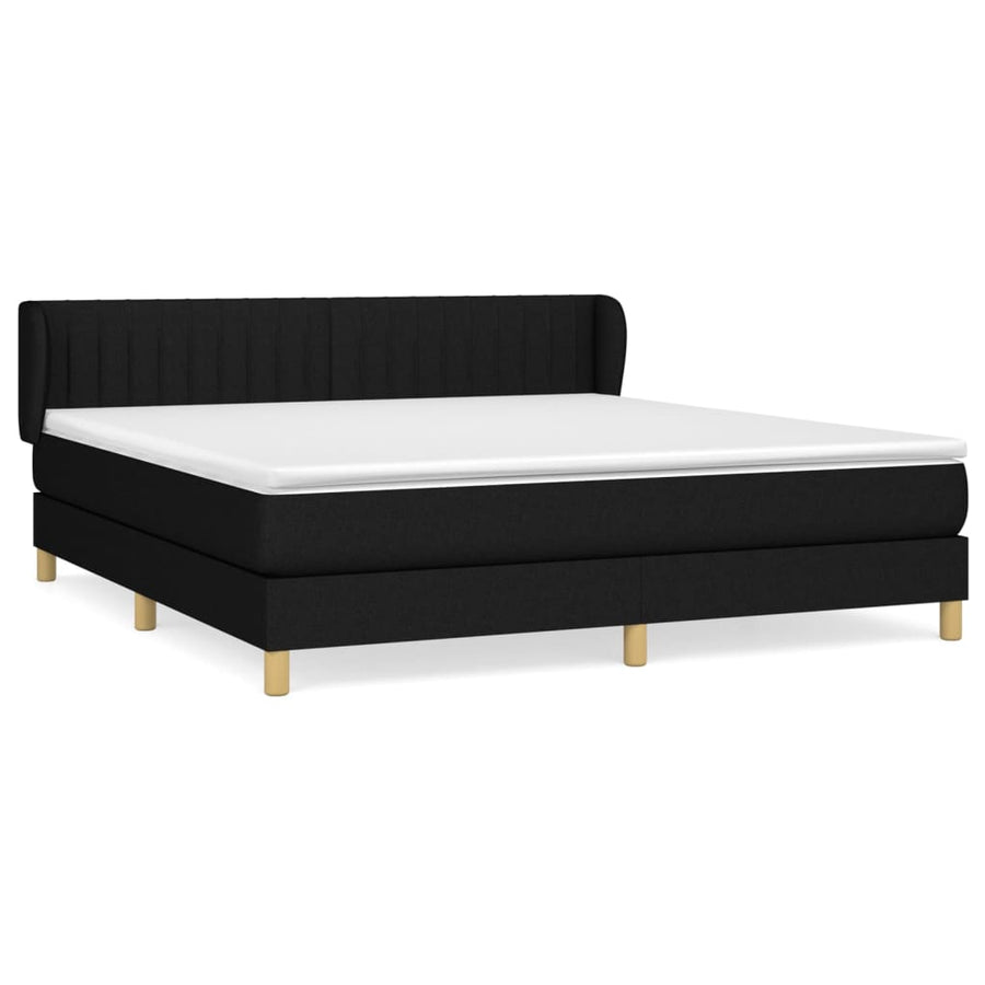 Boxspring Met Matras Stof Zwart 180 x 200 cm Verticale strepen