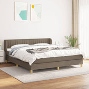 Box spring with fabric mattress taupe 180x200 cm