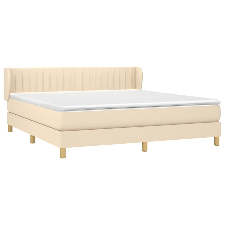 Boxspring Met Matras Stof Crèmekleurig 180X200 Cm 180 x 200 cm Verticale strepen