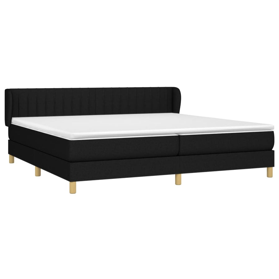 Boxspring Met Matras Stof Zwart 200 x 200 cm Verticale strepen