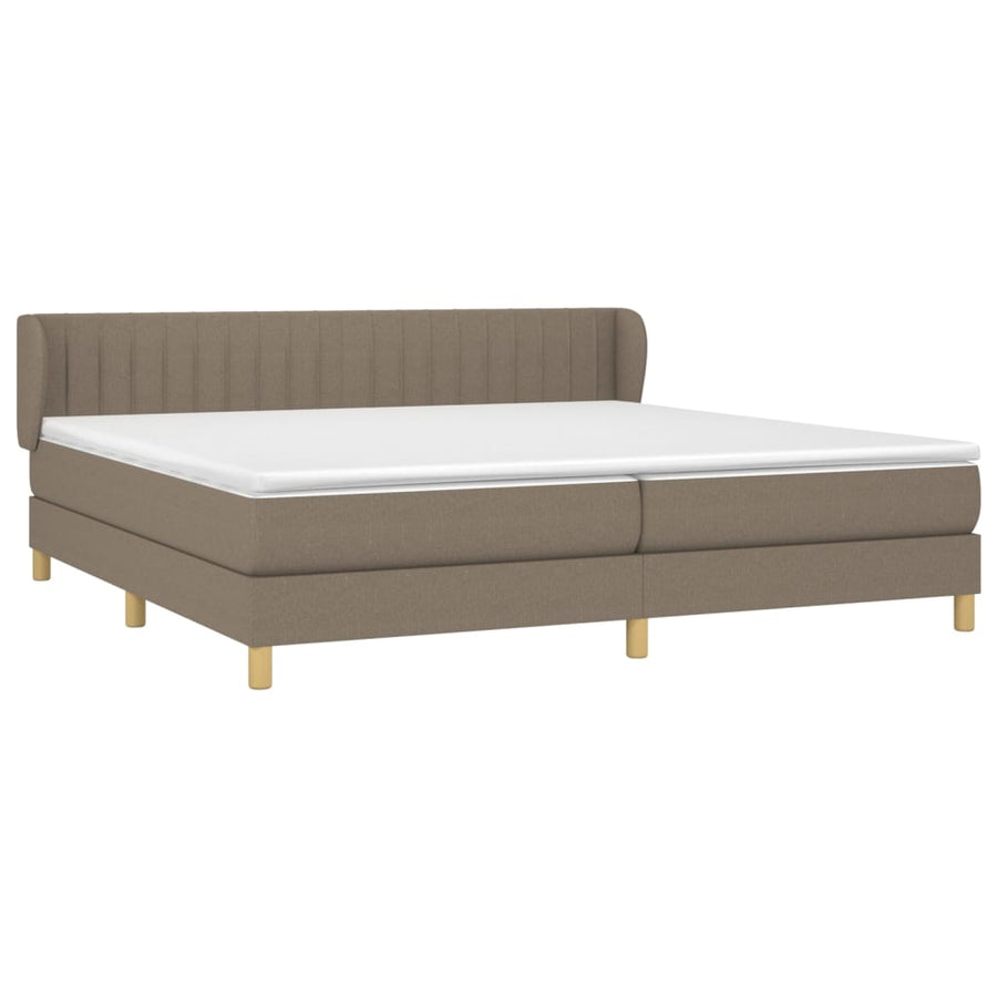 Boxspring Met Matras Stof Taupe 200 x 200 cm Verticale strepen