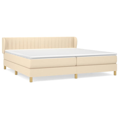 Boxspring Met Matras Stof Kleurig Crème 200 x 200 cm Verticale strepen