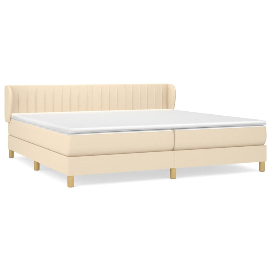 Boxspring Met Matras Stof Kleurig Crème 200 x 200 cm Verticale strepen
