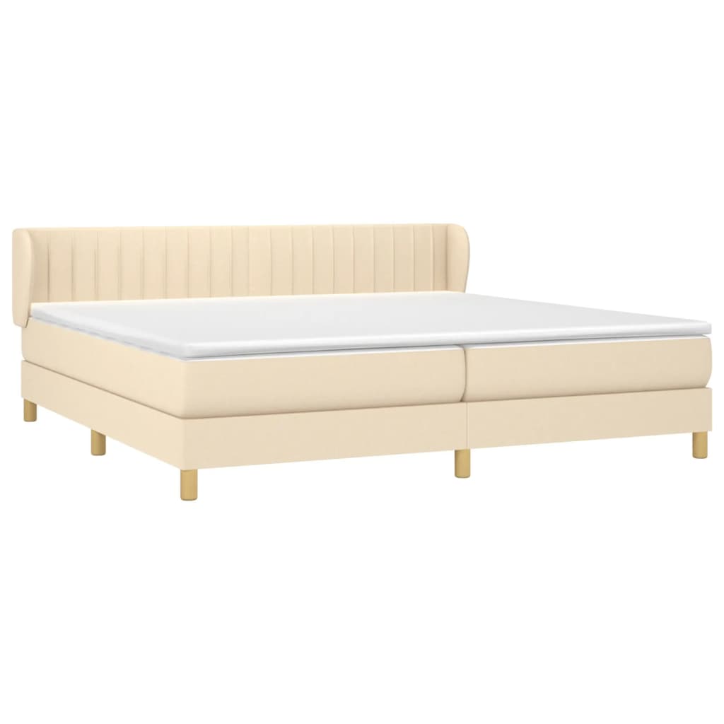Boxspring Met Matras Stof Kleurig Crème 200 x 200 cm Verticale strepen