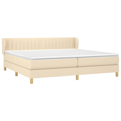 Boxspring Met Matras Stof Kleurig Crème 200 x 200 cm Verticale strepen