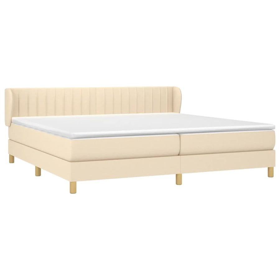 Boxspring Met Matras Stof Kleurig Crème 200 x 200 cm Verticale strepen