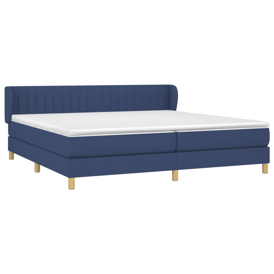 Boxspring Met Matras Stof Blauw 200 x 200 cm Verticale strepen