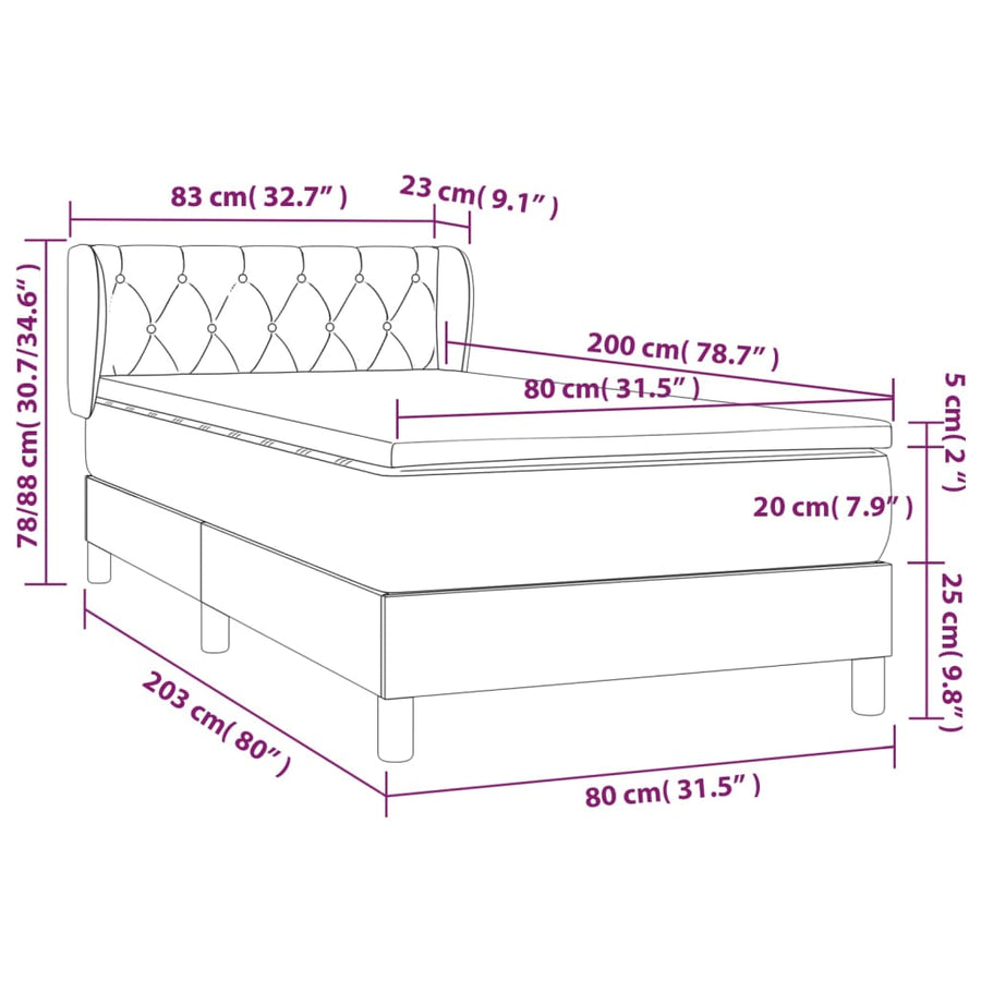 Boxspring Met Matras Stof Lichtgrijs 80 x 200 cm Getuft ontwerp
