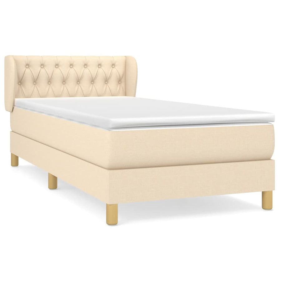 Boxspring met matras stof crèmekleurig 90x190 cm 90 x 190 cm Crème