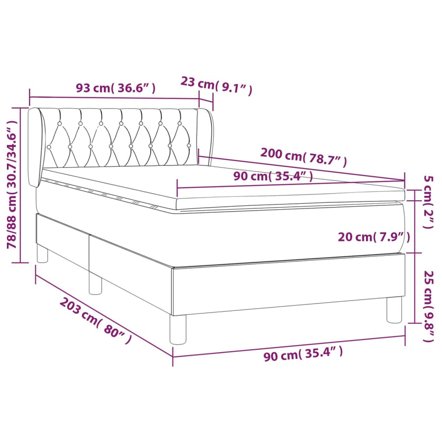 Boxspring Met Matras Stof Taupe 90 x 200 cm Getuft ontwerp