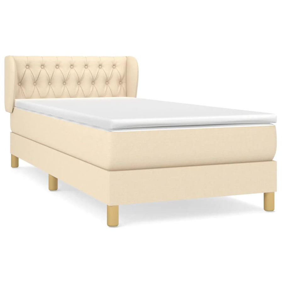 Boxspring met matras stof crèmekleurig 90x200 cm 90 x 200 cm Crème