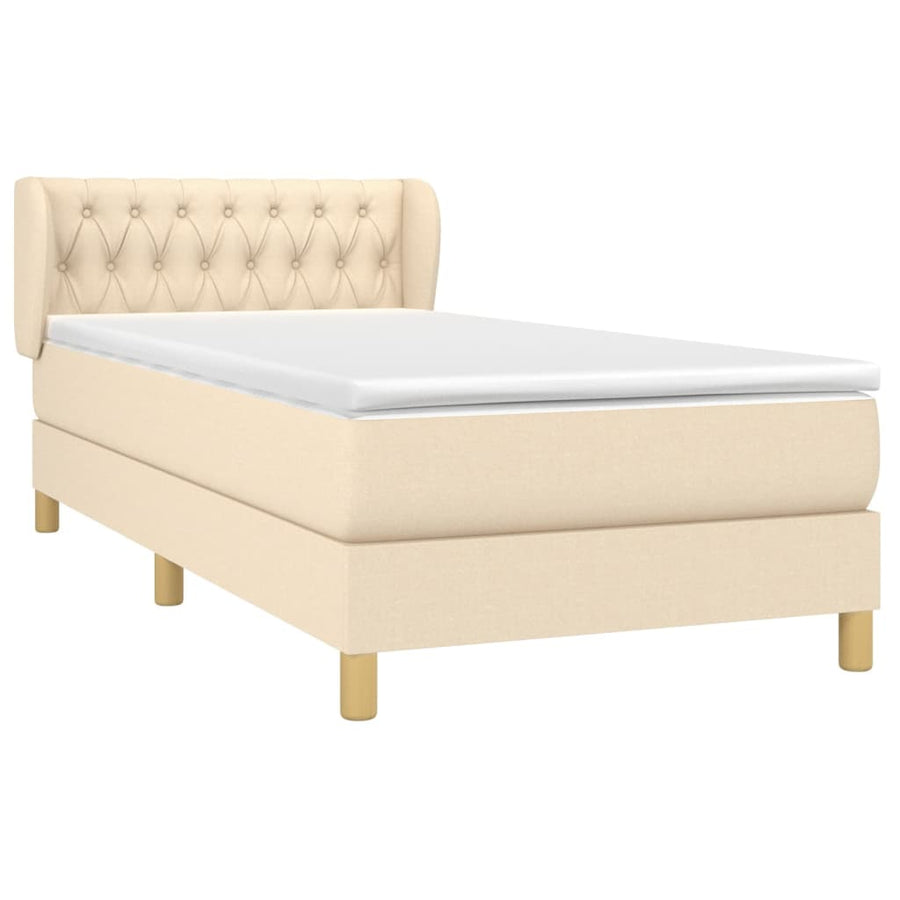 Boxspring met matras stof crèmekleurig 90x200 cm 90 x 200 cm Crème