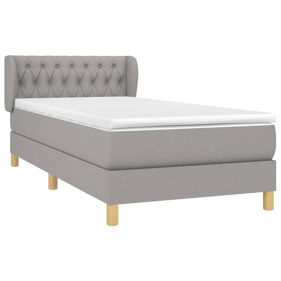 Boxspring Met Matras Stof Lichtgrijs 100X200 Cm Lichtgrijs 100 x 200 cm Getuft ontwerp