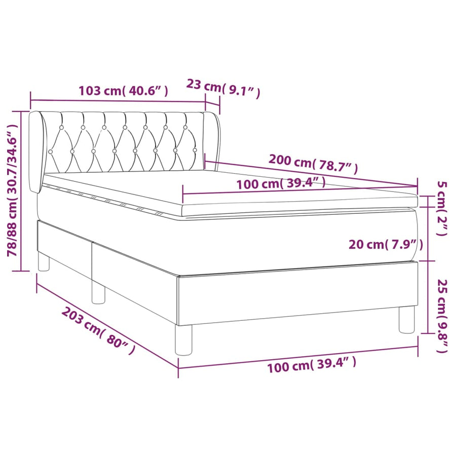 Boxspring Met Matras Stof Lichtgrijs 100X200 Cm Lichtgrijs 100 x 200 cm Getuft ontwerp