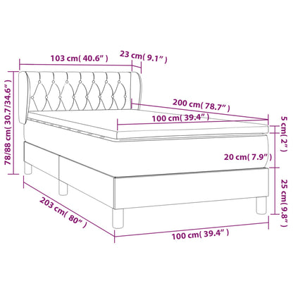 Boxspring Met Matras Stof Zwart 100X200 Cm 100 x 200 cm Getuft ontwerp