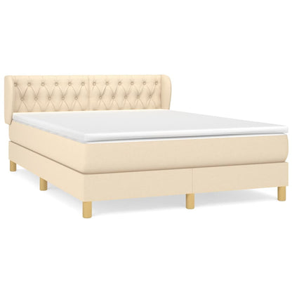 Boxspring met matras stof crèmekleurig 140x190 cm 140 x 190 cm Getuft ontwerp