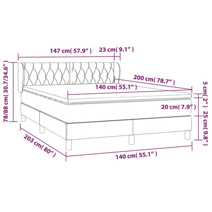 Boxspring Met Matras Stof Taupe 140 x 200 cm Getuft ontwerp
