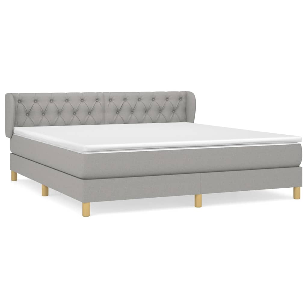 Boxspring Met Matras Stof Lichtgrijs 160 x 200 cm Getuft ontwerp