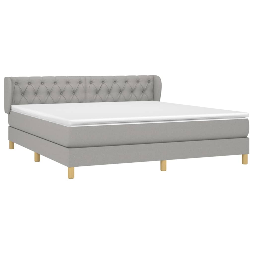 Boxspring Met Matras Stof Lichtgrijs 160 x 200 cm Getuft ontwerp
