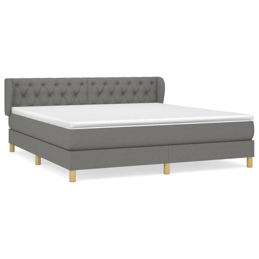 Boxspring Met Matras Stof Donkergrijs 160 x 200 cm Getuft ontwerp