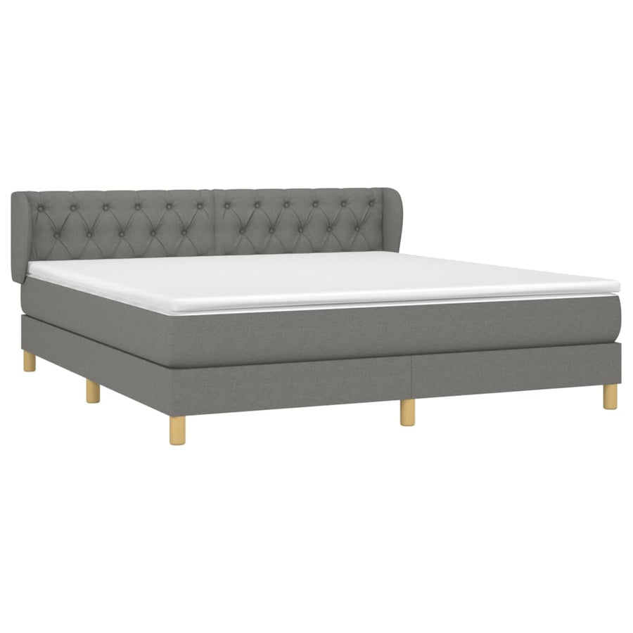 Boxspring Met Matras Stof Donkergrijs 160 x 200 cm Getuft ontwerp
