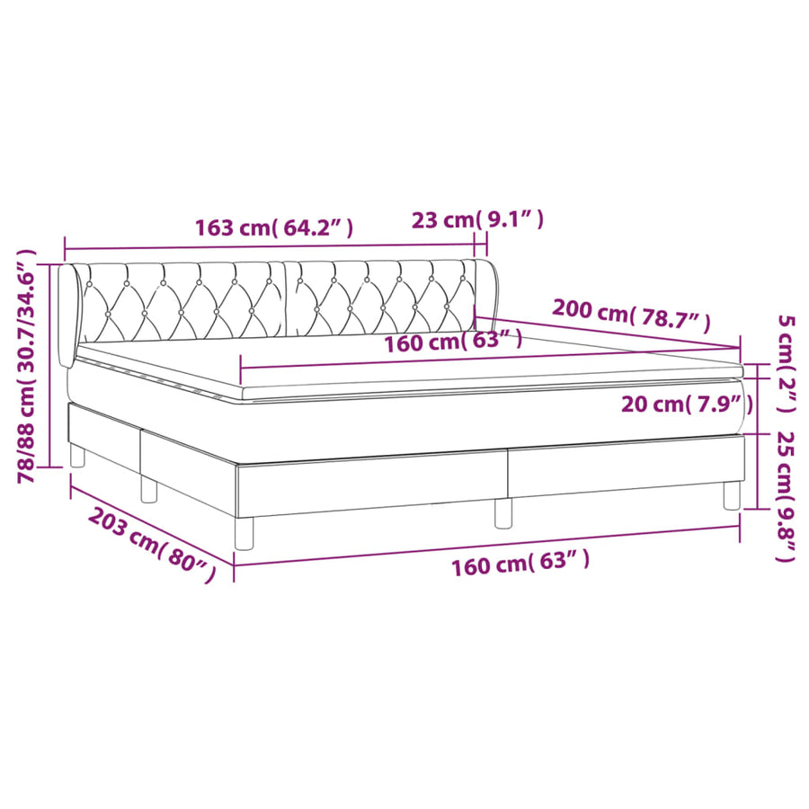 Boxspring Met Matras Stof Donkerbruin 160 x 200 cm Getuft ontwerp