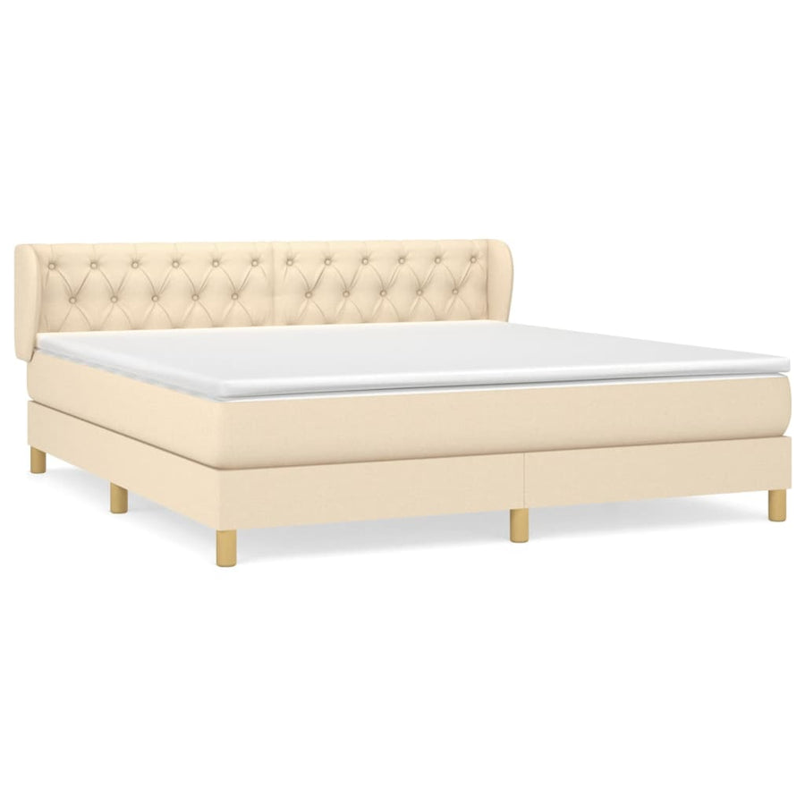 Boxspring Met Matras Stof Kleurig Crème 160 x 200 cm Getuft ontwerp