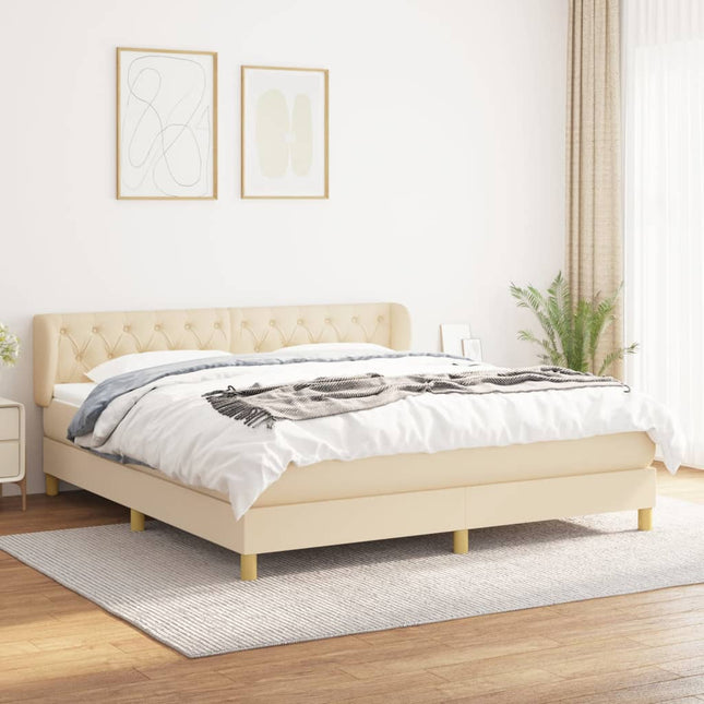 Boxspring Met Matras Stof Kleurig Crème 160 x 200 cm Getuft ontwerp