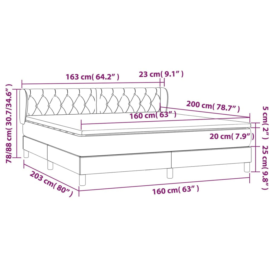 Boxspring Met Matras Stof Blauw 160 x 200 cm Getuft ontwerp
