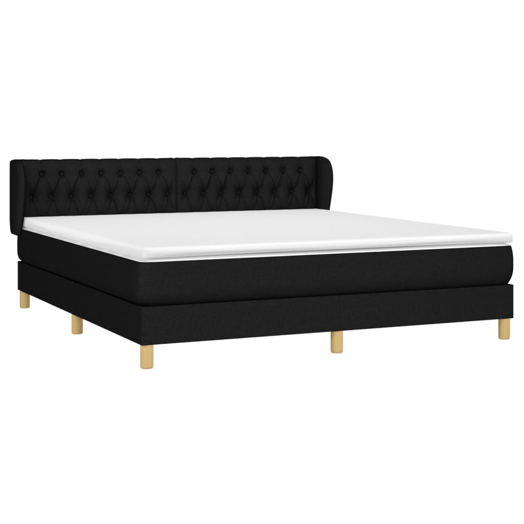 Boxspring Met Matras Stof Zwart 180 x 200 cm Getuft ontwerp