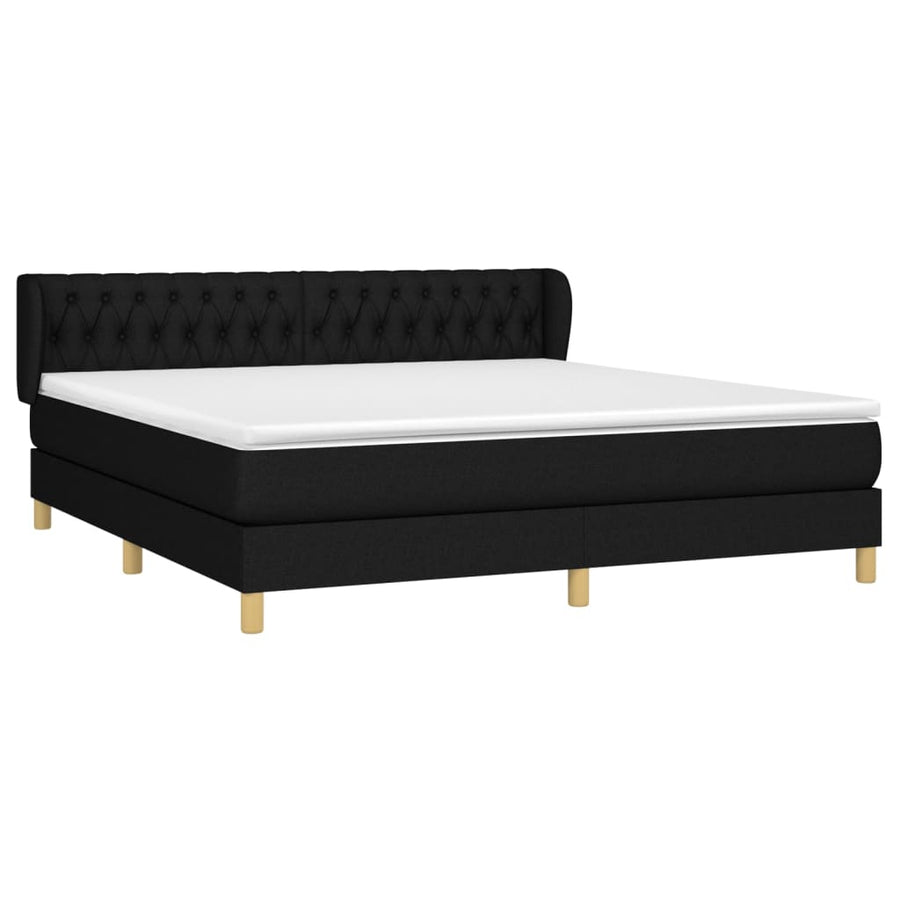 Boxspring Met Matras Stof Zwart 180 x 200 cm Getuft ontwerp