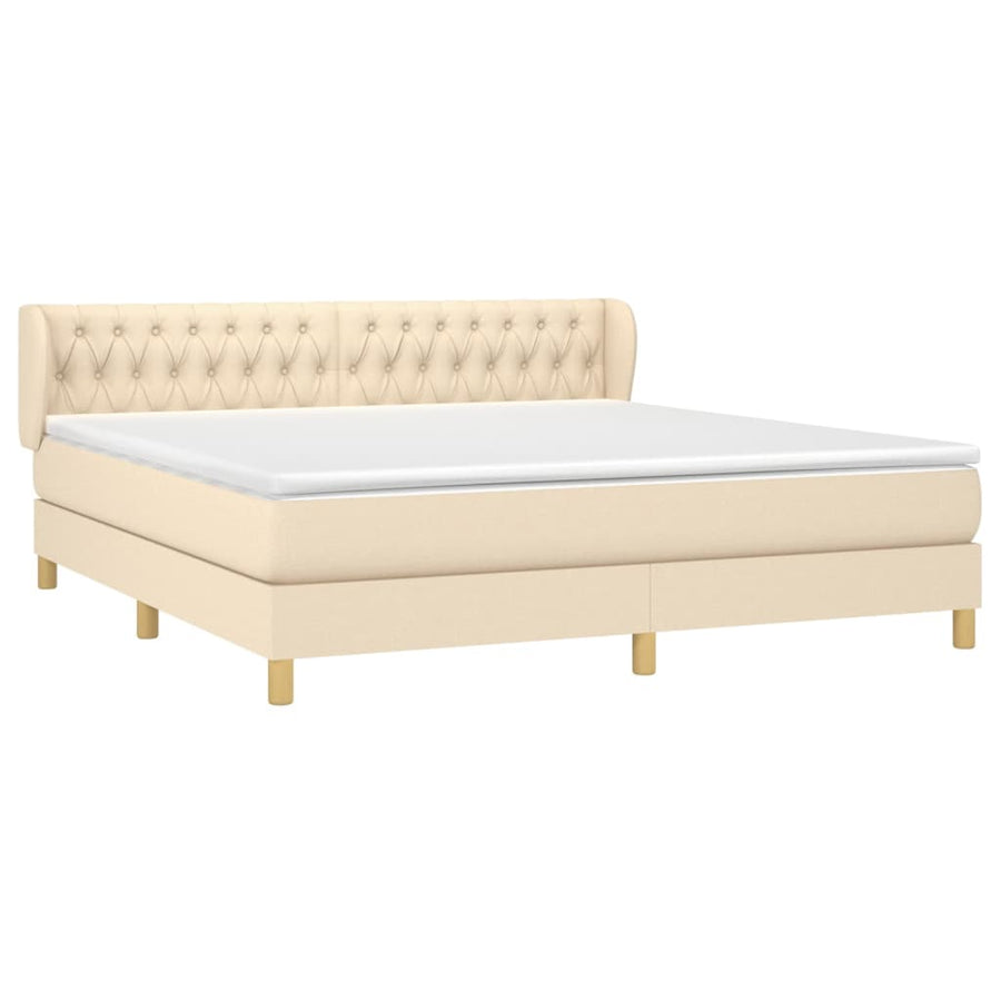 Boxspring Met Matras Stof Crèmekleurig 180X200 Cm 180 x 200 cm Getuft ontwerp