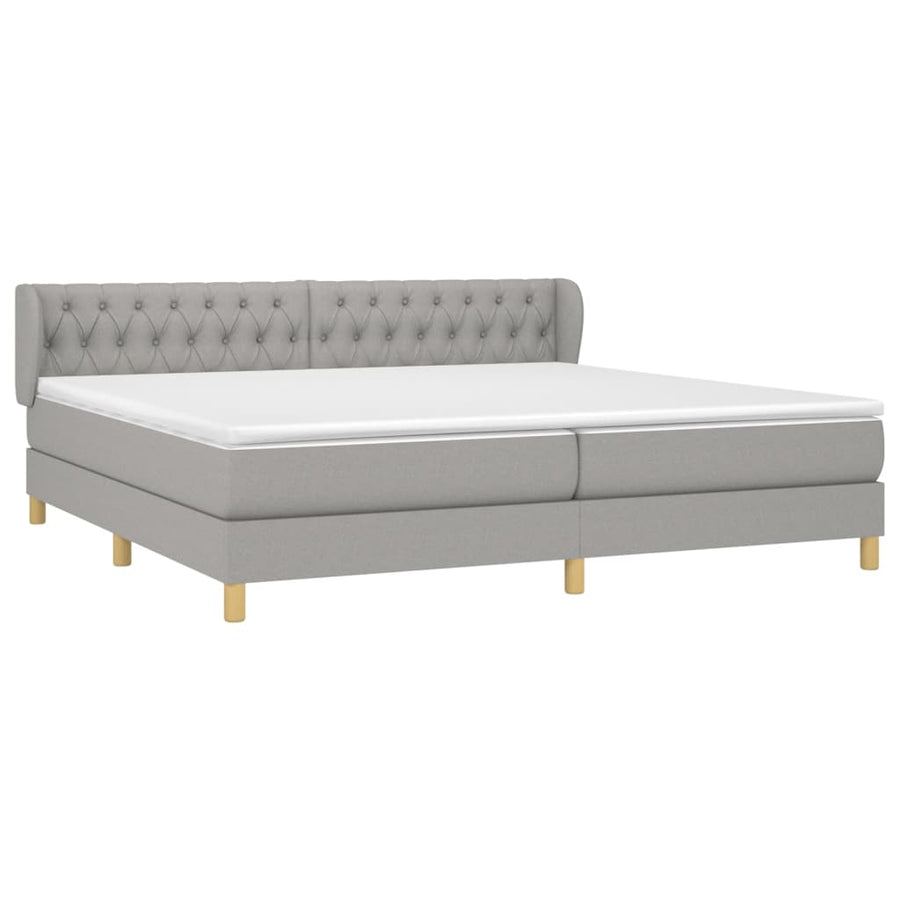 Boxspring Met Matras Stof Lichtgrijs 200 x 200 cm Getuft ontwerp
