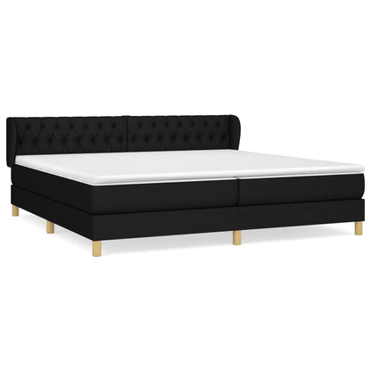 Boxspring Met Matras Stof Zwart 200 x 200 cm Getuft ontwerp