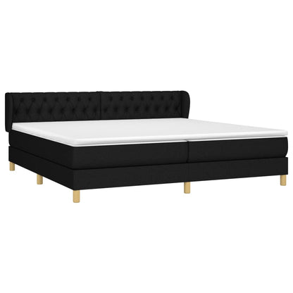 Boxspring Met Matras Stof Zwart 200 x 200 cm Getuft ontwerp