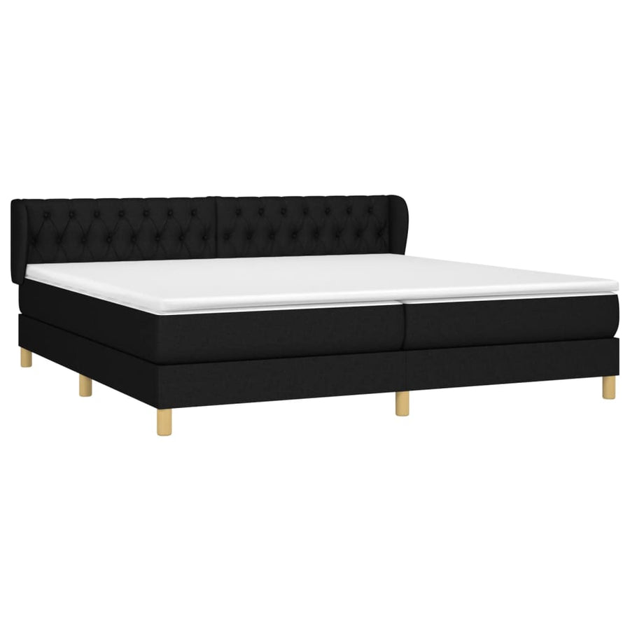 Boxspring Met Matras Stof Zwart 200 x 200 cm Getuft ontwerp