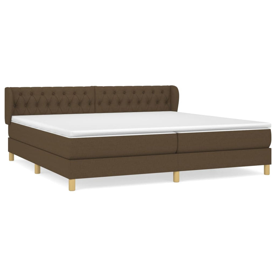 Boxspring Met Matras Stof Donkerbruin 200 x 200 cm Getuft ontwerp