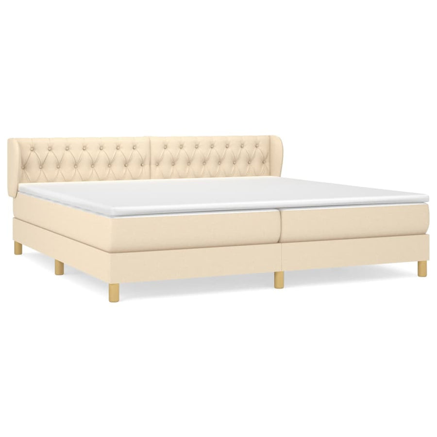 Boxspring Met Matras Stof Kleurig Crème 200 x 200 cm Getuft ontwerp