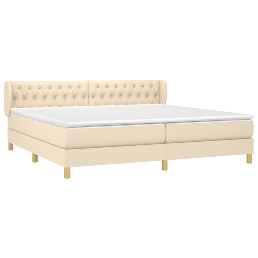 Boxspring Met Matras Stof Kleurig Crème 200 x 200 cm Getuft ontwerp