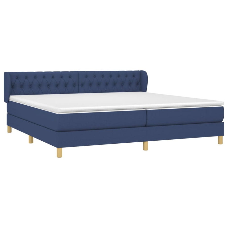 Boxspring Met Matras Stof Blauw 200 x 200 cm Getuft ontwerp
