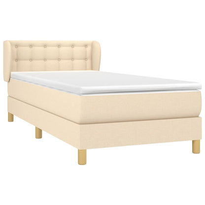 Boxspring met matras stof crèmekleurig 90x190 cm 90 x 190 cm Crème