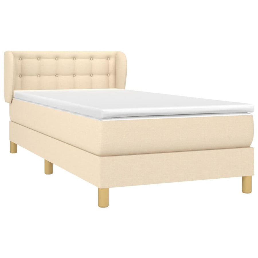 Boxspring met matras stof crèmekleurig 90x190 cm 90 x 190 cm Crème