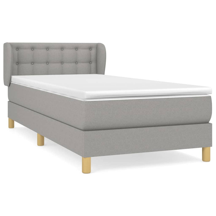 Boxspring Met Matras Stof Lichtgrijs 90 x 200 cm Knopen